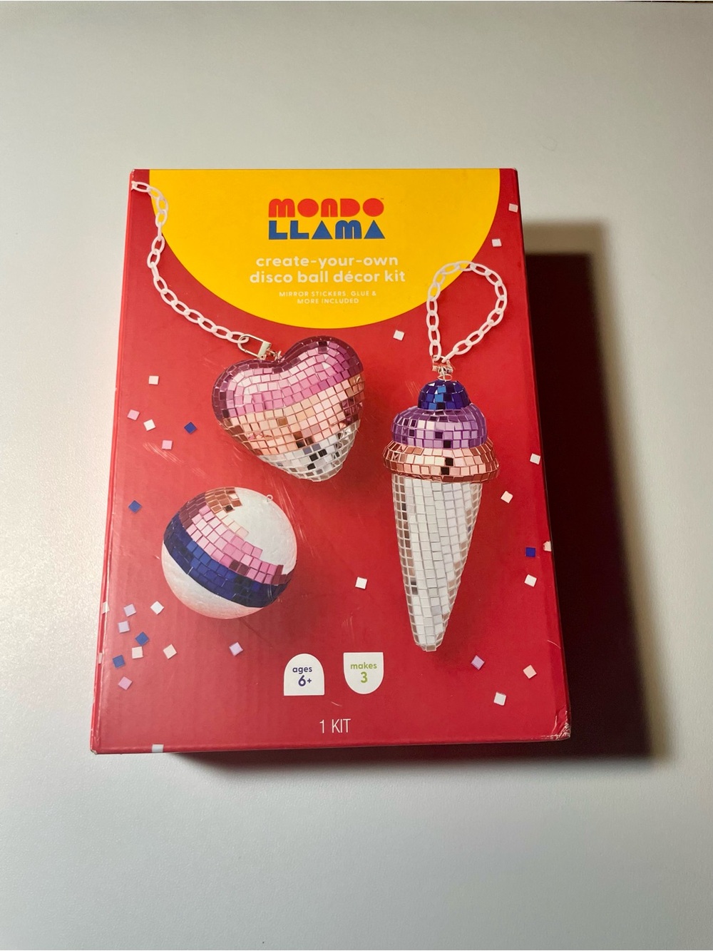 Mondo Llama Create-Your-Own Disco Ball Décor Kit Pink Purple Silver Makes 3 NIB